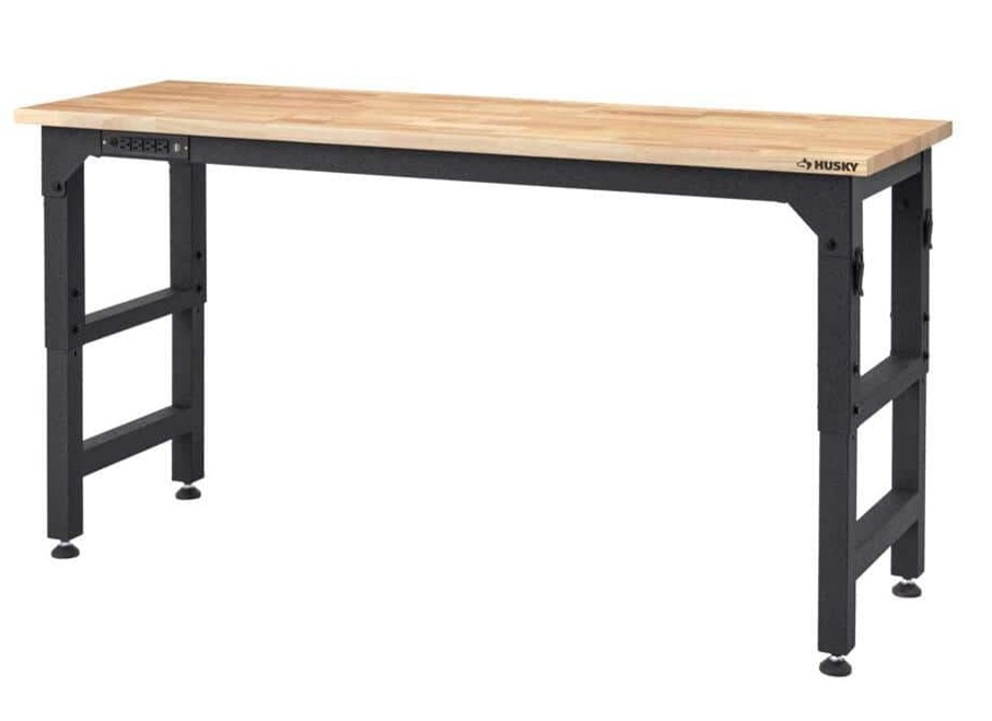 6' Husky Adjustable Height Solid Wood Top Workbench w/ LINE-X Coating (Black) $239.20 at Home Depot w/ Free Store Pickup