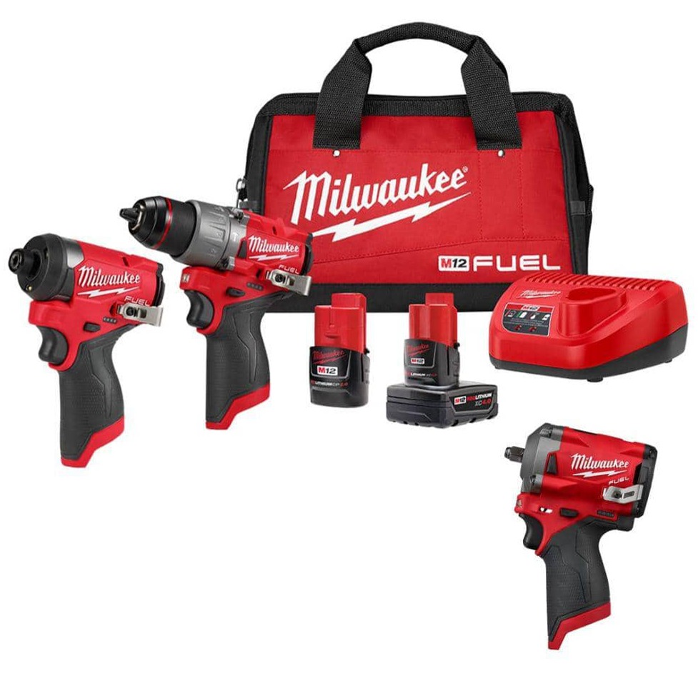 Milwaukee M12 FUEL 12-Volt Lithium-Ion Brushless Cordless Hammer Drill and Impact Driver Combo Kit (2-Tool) with Impact Wrench 3497-22-2554-20 - $236.51 Home Depot