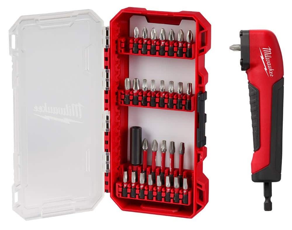 Milwaukee SHOCKWAVE Impact-Duty Alloy Steel Drill and Screw Driver Bit Set with Right Angle Adapter $24 + Free Shipping