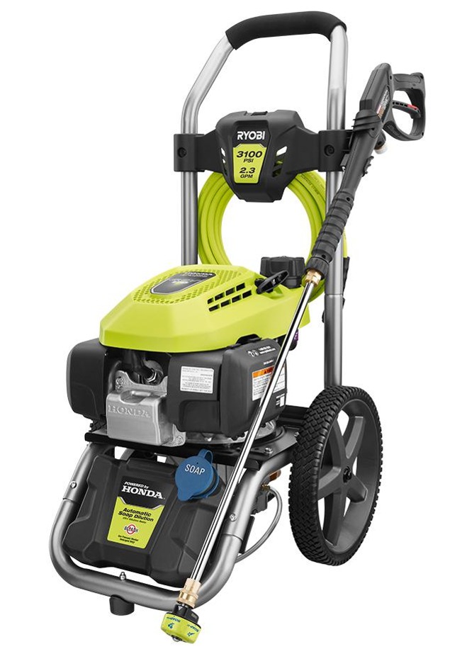 Direct Tools Outlet semi-annual sale, 50% off in store, 40% off online, RYOBI 3100 PSI Honda gas pressure washer, blemished, $222, RECON 2700 PSI brushless pressure washer, $144