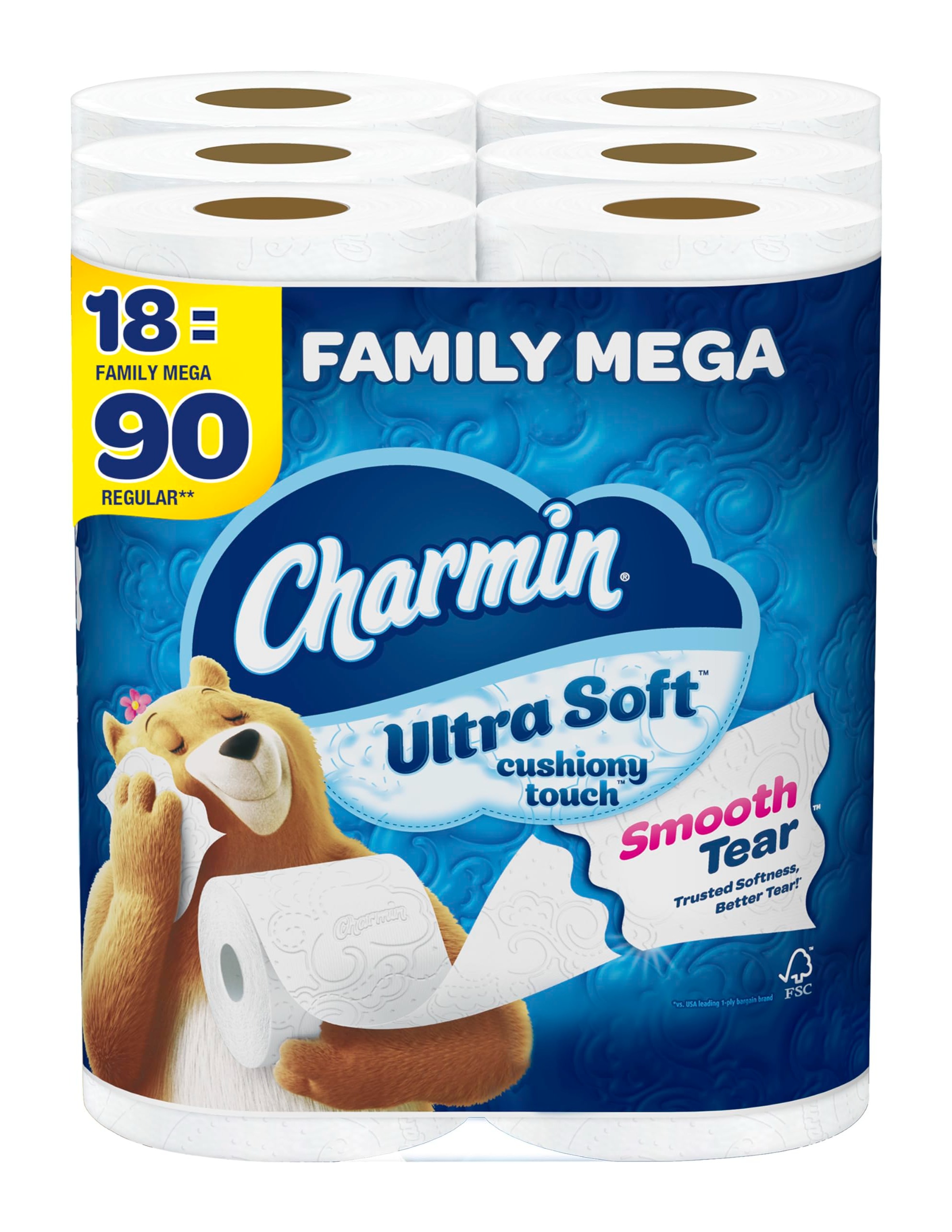 Charmin Ultra Soft Cushiony Touch Toilet Paper, 18 Family Mega Rolls, Buy 3 Get $20 Amazon Credit $47.62