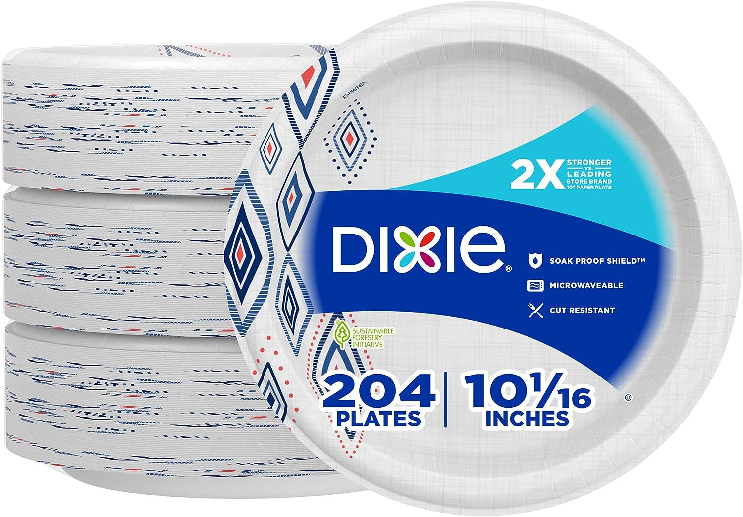 Dixie Large Paper Plates, 10 Inch, 204 Count, Microwave-Safe, Soak-Proof, Cut Resistant, Disposable [Subscribe & Save] $17.05