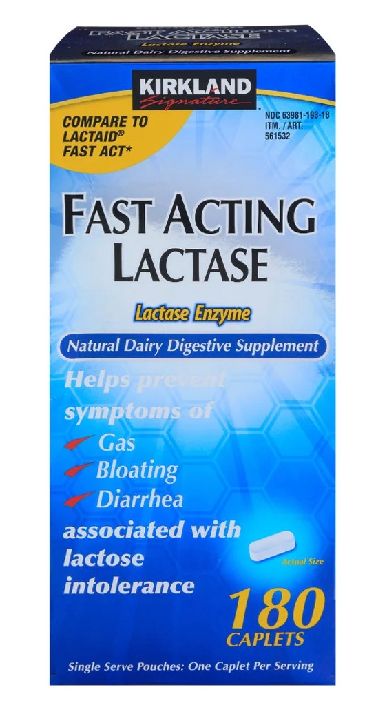 Kirkland Signature Fast Acting Lactase, 180 Caplets $12.99 (shipping included) online only
