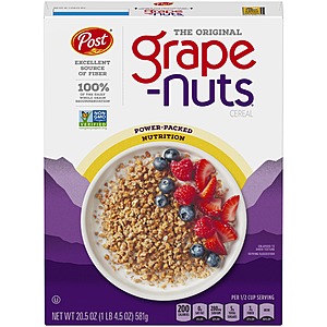 20.5-Oz Post Grape Nuts Breakfast Cereal $2.75 w/ Subscribe & Save