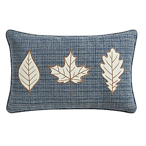 14" x 22" Blue Embroidered Leaves Oblong Pillow $2.98, 6" x 9" Velvet Pumpkin Shaped Decorative Pillow (Various Colors) $5, More + Free Shipping w/ Walmart+ or $35+