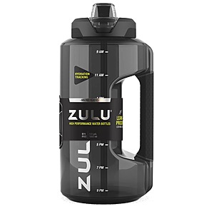 64-Oz Zulu Goals Half Gallon Water Jug w/ Hydration Time Markers (4 Colors) $5