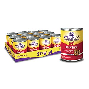 12-Pack 12.5oz Wellness Complete Health Grain Free Canned Wet Dog Food (Beef Stew) $20.20 w/ Subscribe & Save