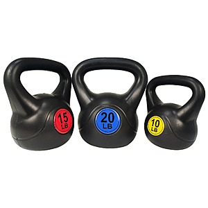 3-Piece BalanceFrom Kettlebell Exercise Fitness Weight Set (10lb, 15lb and 20lb) $20
