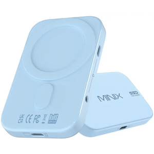 MINIX - M.2 NVMe SATA SSD Enclosure with Magsafe for iPhone 15/16 Pro/Pro Max ProRes & USB-C Devices, PD60W 10Gbps, 3.5mm Audio - Blue $36.99