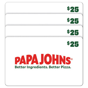 Costco Members: 4-Pack  Papa Johns eGift Cards (Email Delivery) 