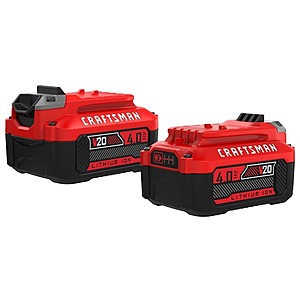 2-Pack Craftsman 20V 4.0-Ah Lithium-Ion Battery $79 + Free Shipping