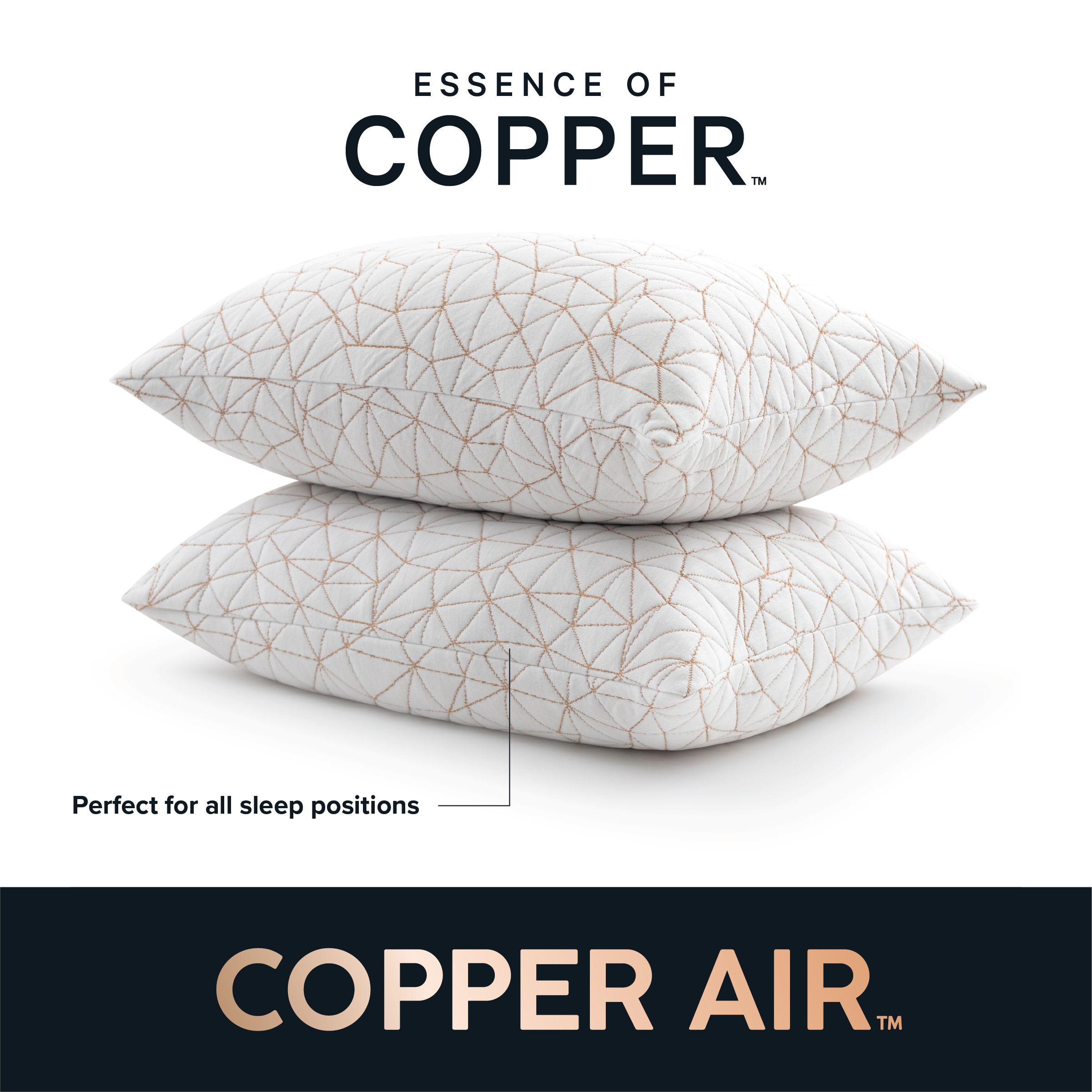 Essence of Copper Luxury Knit Bed Pillow, Standard/Queen, 2 Pack 14.5