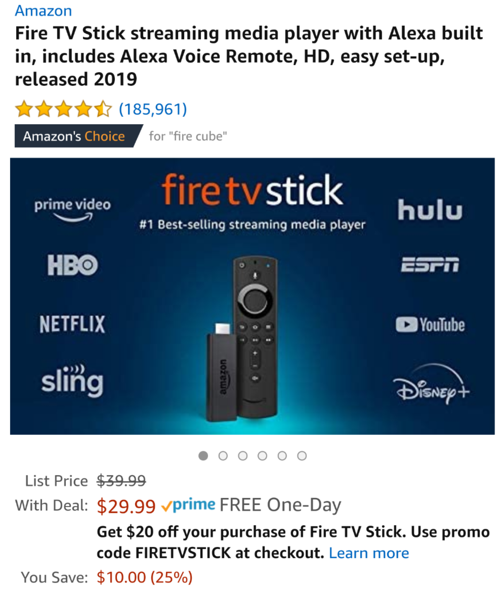 Fire Tv Stick 2019 9 99 After 20 Coupon Ymmv