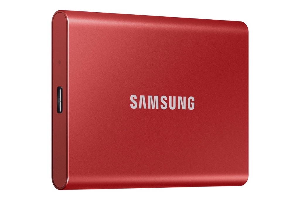 SAMSUNG T7 Portable SSD 500GB Metallic Red, Up-to 1,050MB/s, USB 3.2 Gen2 (MU-PC500R/AM) - $39.99
