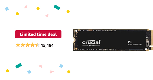 Limited-time deal: Crucial P3 2TB PCIe Gen3 3D NAND NVMe M.2 SSD, up to 3500MB/s + Includes FREE Software Download - $74.99