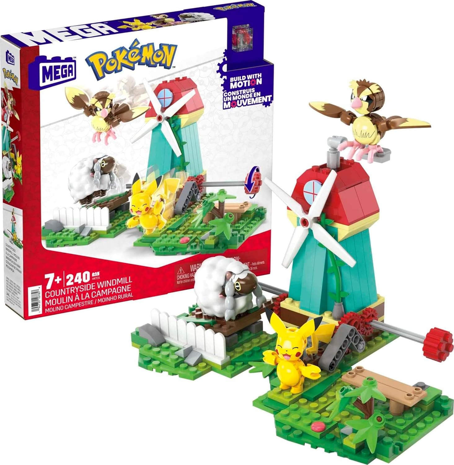 Amazon.com: MEGA Pokémon Action Figure Building Toy Set, Countryside Windmill With 240 Pieces, Motion And 3 Poseable Characters, Gift Idea For Kids : Video Games $9.59