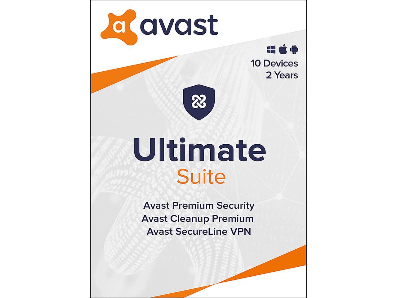 Avast Ultimate Suite 2021 [Security, Cleanup & VPN] 1 Device 1 year $6.99 10 Devices 2 Years $26.99 with code