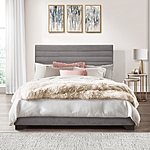Edie Upholstered Queen Horizonal Tuft Platform Bed, Charcoal - Walmart.com - $89