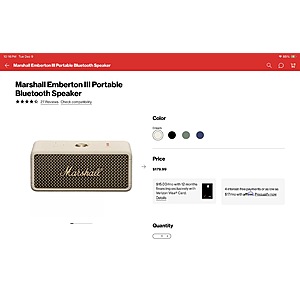 Check My Access on your Verizon App and Claim the $50 Off Marshall Emberton III Portable Bluetooth Speaker $129.99 Total Free Shipping