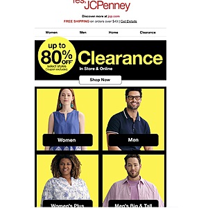 J.C. Penney Clearance Sale Up to 80% Off now