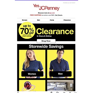 J.C. Penney  Up to 70% Off Clearance Styles