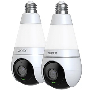 Lorex - 2K Wi-Fi Smart Lightbulb Camera (2-Pack) - White $39.99 Bestbuy.com