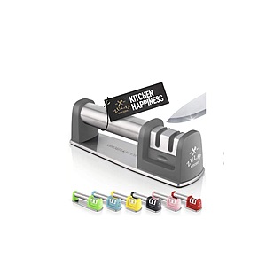 Zulay Kitchen - -Knife Sharpener for Straight and Serrated Knives Stainless Steel Ceramic and Tungsten - Gray $11.19 Bestbuy.com