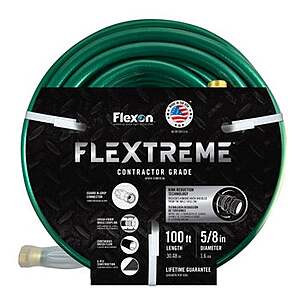 Flexon 5/8 in. x 100 ft. Contractor Grade Hose with Guard & Grip $29.99 Blue or Green Free Shipping Costco.com