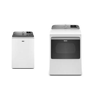 Package - Maytag - 5.3 Cu. Ft. High Efficiency Smart Top Load Washer with Extra Power Button and 7.4 Cu. Ft. Smart Electric Dryer with Extra Power Button - White $1099.98 Bestbuy.c