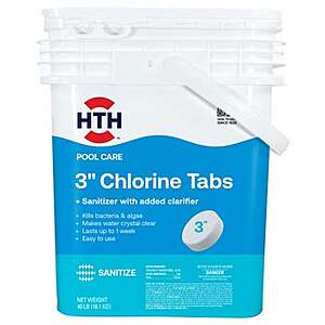 HTH 3" Chlorine Tablets for Pool Sanitization, 40 lbs.$124.99 Shipping included Costco.com or $109.99 in the Warehouse