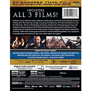 The Mummy Trilogy - 4K Ultra HD + Blu-ray + Digital [4K UHD] $19.49 Amazon