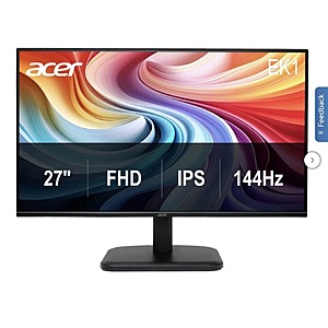Acer EK271 P6 - 27" Full HD (1920 x 1080) IPS – Up to 144Hz - FreeSync - Monitor $99.99 free shipping Costco.com