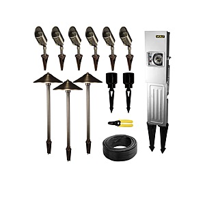 VOLT Landscape Lighting 9-piece Path & Area Light LED Starter Kit $399.99 Brass or Black Costco.com