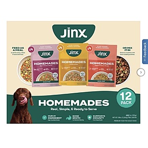 Jinx Homemades Variety Pack, Wet Dog Food Pack , 9oz , 12-count $27.99 Free Shipping Costco.com