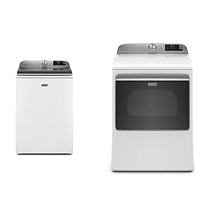 Package - Maytag - 5.3 Cu. Ft. High Efficiency Smart Top Load Washer with Extra Power Button and 7.4 Cu. Ft. Smart Electric Dryer with Extra Power Button White $999.98 Bestbuy.com