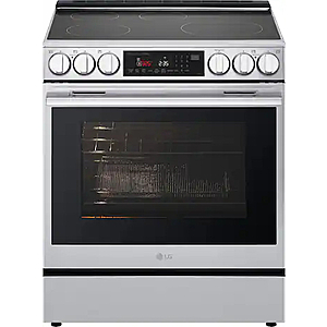 LG - 30-in Wide 6.3 Cu. Ft. Slide-In Electric Induction True Convect Range with 5 Elements, InstaView and Flex Control Knobs - Stainless Steel plus Free $200 E Gift Card $1699.99