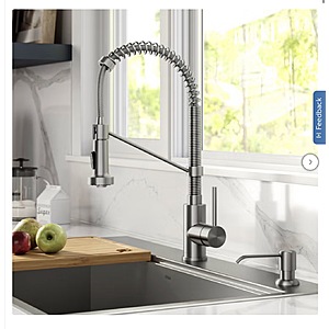 KRAUS 18" Pull-down Commercial Kitchen Faucet with Matching Soap Dispenser From $159.99 (Stainless Steel, Chrome, Matte Black or Bronze) Free Shipping Costco.com