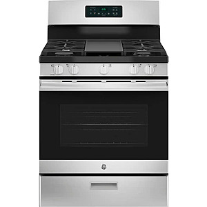 GE - 30 in. Wide 5 Burners 5.0 Cu. Ft. Freestanding Gas Range - Stainless Steel $699.99 Bestbuy.com