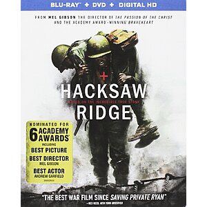 Hacksaw Ridge [Blu-ray + DVD + Digital] $6.99 Amazon.com