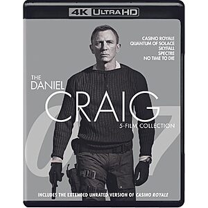 Daniel Craig James Bond 5-Film Collection (4KUHD + BD) $42.49 Amazon.com