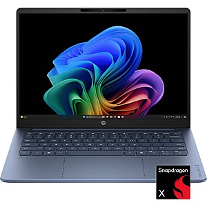 HP - OmniBook 3 - 14" 2K OLED Laptop - Snapdragon X (8-Core CPU) - 16GB Memory - 256GB SSD - Copilot+ - 41+ Hrs Battery Life¹ - Starlit Blue  $499.99 Bestbuy.com