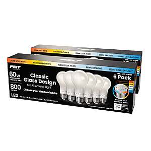 Feit Electric 60W Replacement 5-CCT LED Classic Glass A19 Bulbs, 12-pack $26.99 free shipping Costco.com