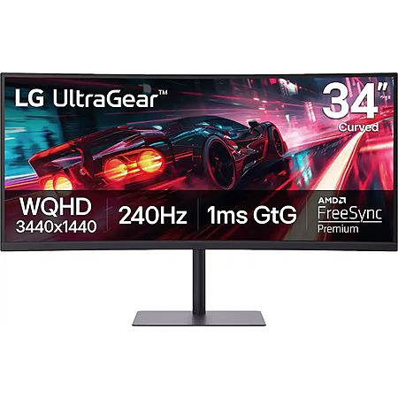 LG - UltraGear 34" Curved WQHD 240Hz FreeSync Premium Gaming Monitor with DisplayHDR400 (HDMI, DP, USB-C, USB-A) - Black $329.99 Bestbuy.com