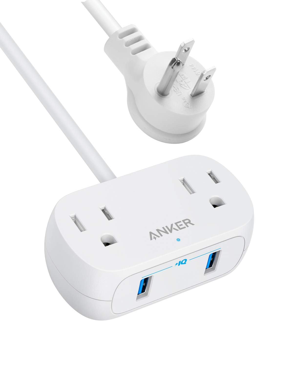 Anker Power Strip with USB PowerExtend USB 2 mini, 2 Outlets, and 2 USB Ports, Flat Plug, 5 ft Extension Cord $9.99