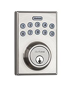 Kwikset 92640-001 Contemporary Electronic Keypad Single Cylinder Deadbolt with 1-Touch Motorized Locking, Satin Nickel $39.95