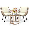 Ainfox 3-Piece Steel Outdoor Bistro Sets with Metal Chairs and Glass Top Table, Beige $85.49