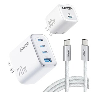 Anker 4-Port 70W Wall Charger, 30W Wall Charger & 2-Count 6' 240W USB-C Cables  (Costco Members) + Free Shipping