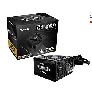 ASRock Challenger CL-750G 750W 80 PLUS GOLD Certified Non-Modular Power Supply, ATX3.1 & PCIe5.1 Ready with Dual Color 12V-2x6 Cable, 5 Years Warranty ($69.99-$10 mail-in $59.99