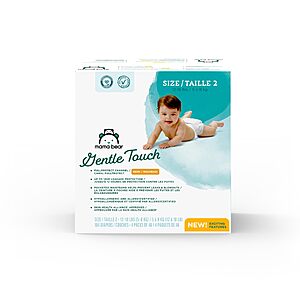 Amazon Brand S&S - Mama Bear Gentle Touch Diapers, Size 2, 184 Count (4 packs of 46) $23.71