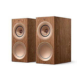 KEF - R3 Meta Bookshelf Loudspeaker (Pair) - Walnut - Open Box $1491.99